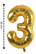 Folyo Balon 3 Rakamı Helyum Balon 40 Cm Altın Renk