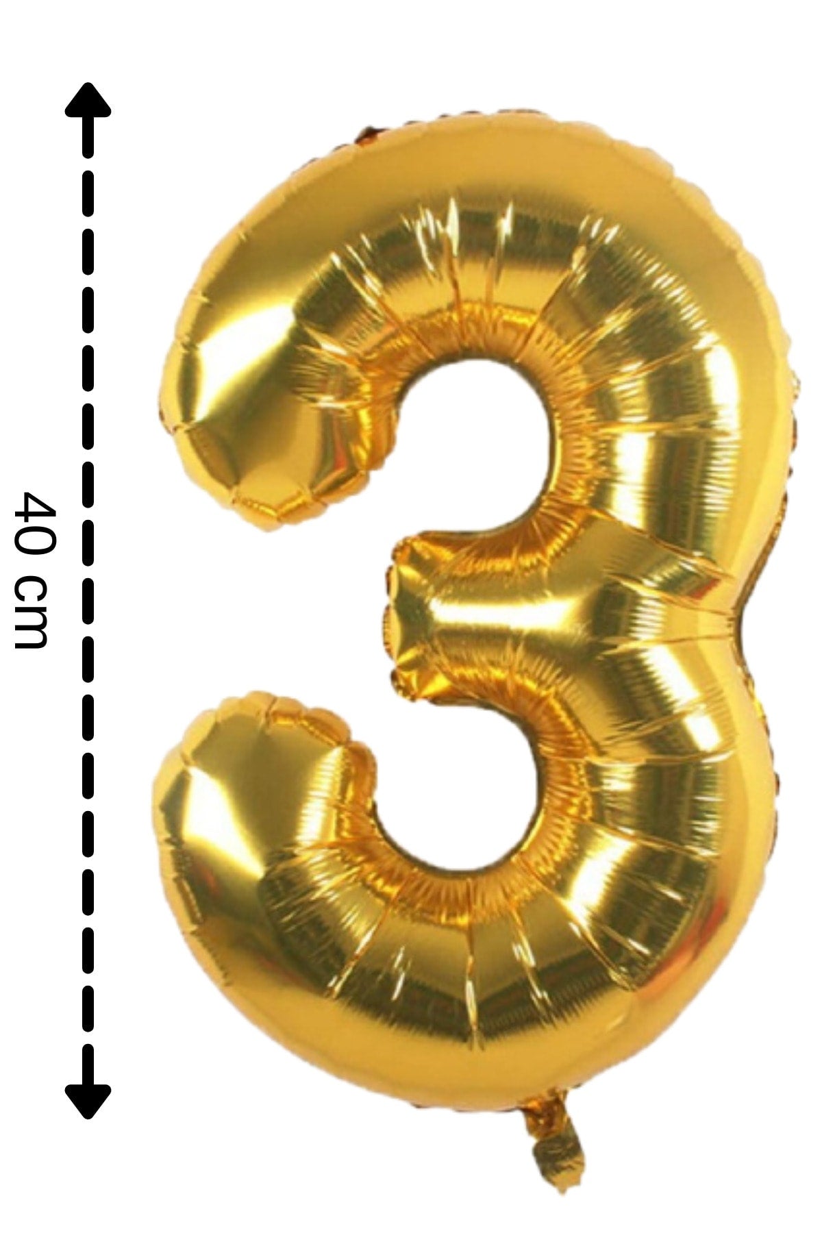 Folyo Balon 3 Rakamı Helyum Balon 40 Cm Altın Renk