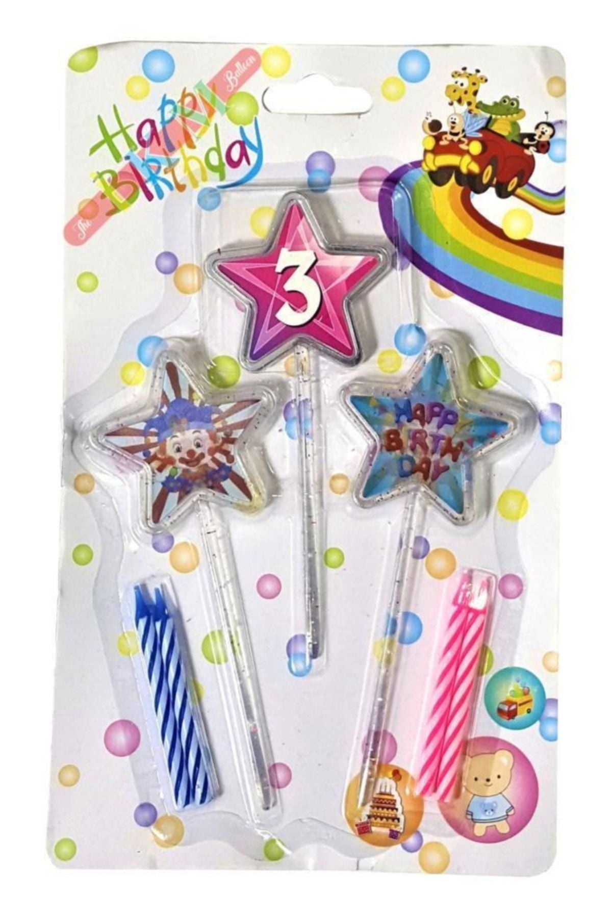 Yıldız Figürlü 3d Tasarımlı Mum Pembe Renk 3 Rakamı 13 Cm (Agamograph Mum)