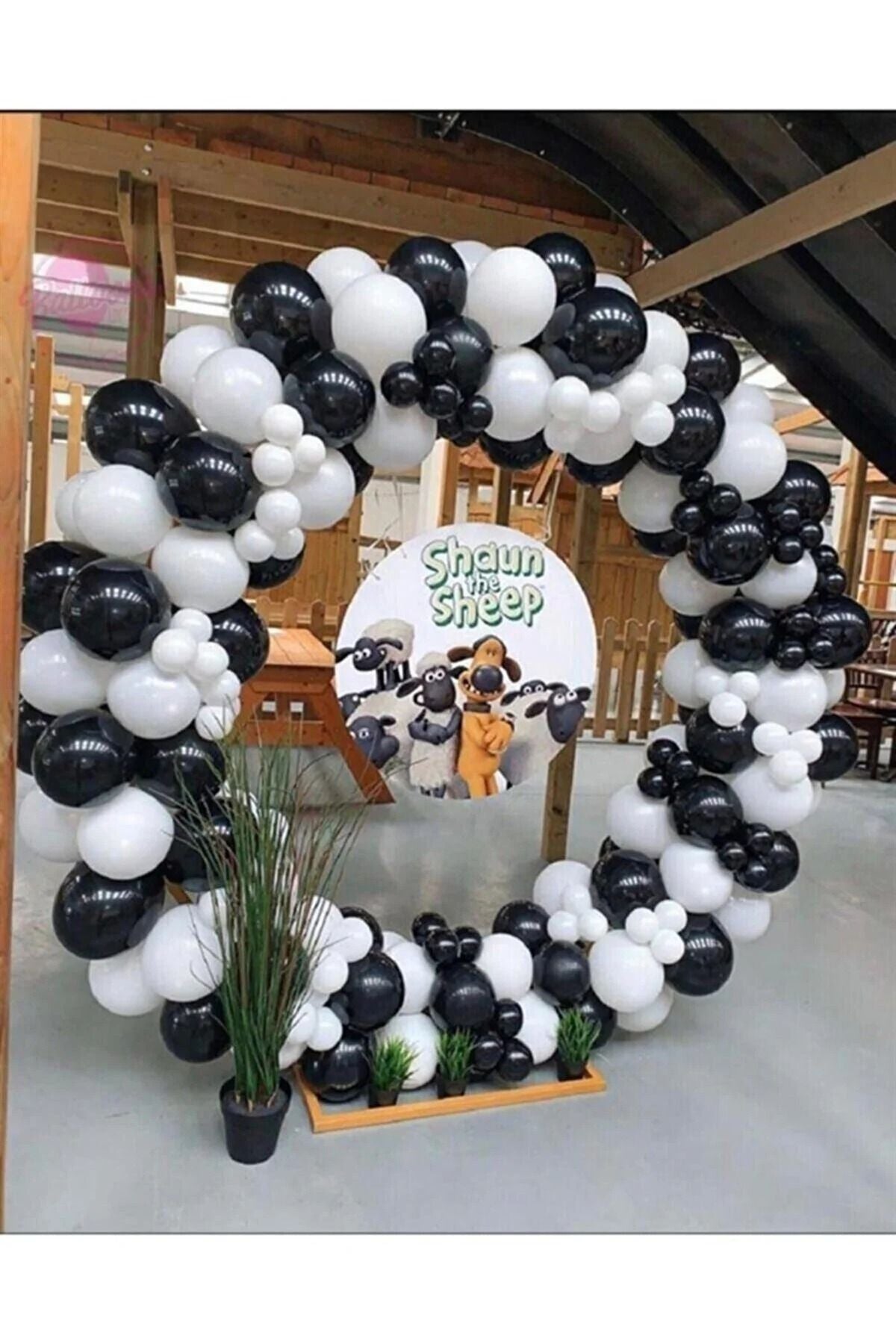 Siyah Beyaz Doğum Günü Balon Zincir
