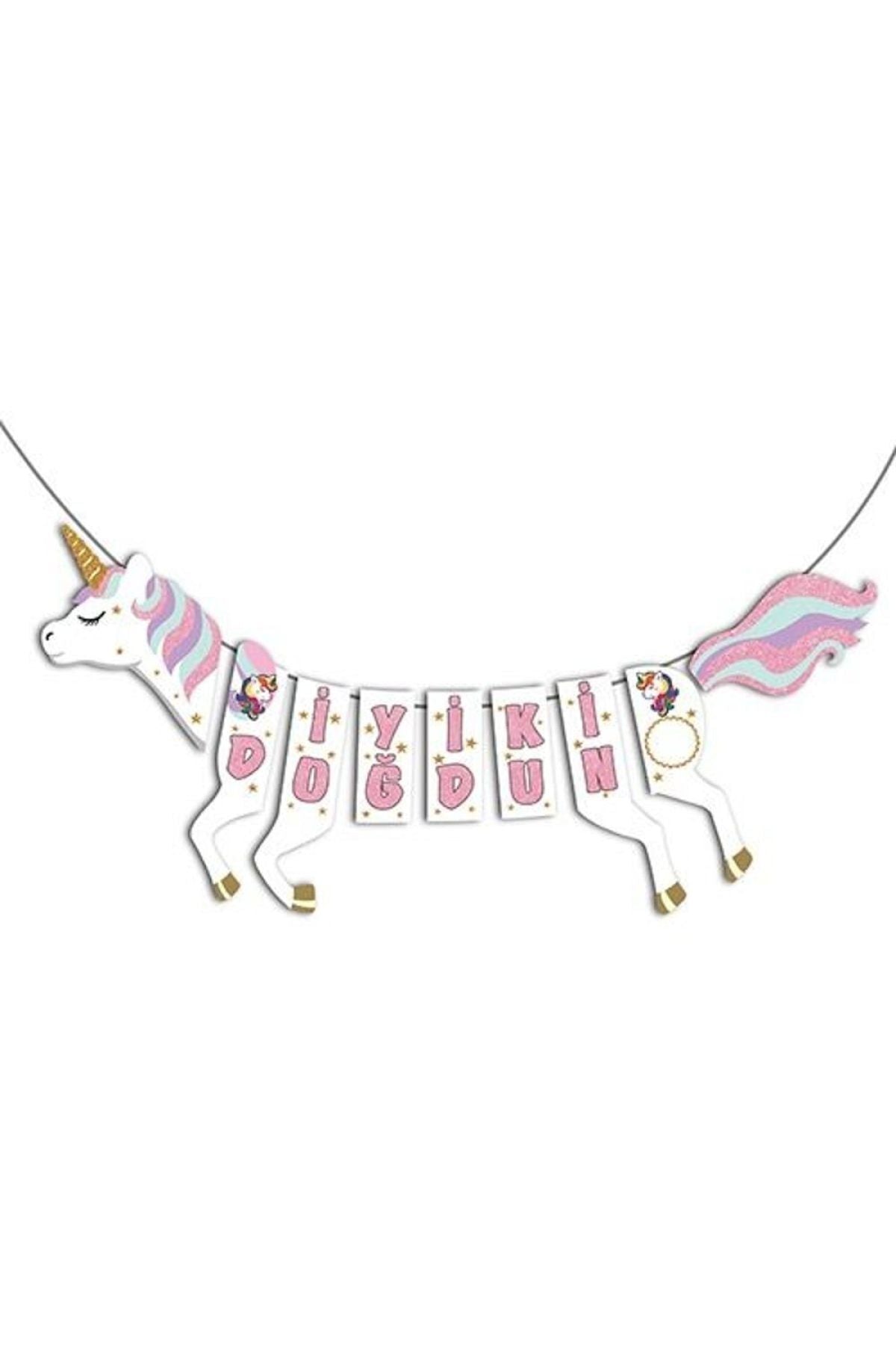 Unicorn Karakterli Boynuzlu At Temalı Pony Parti Konsep3d Banner