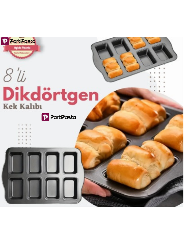Dikdörtgen Mini Baton Kek Kalıbı 8'li