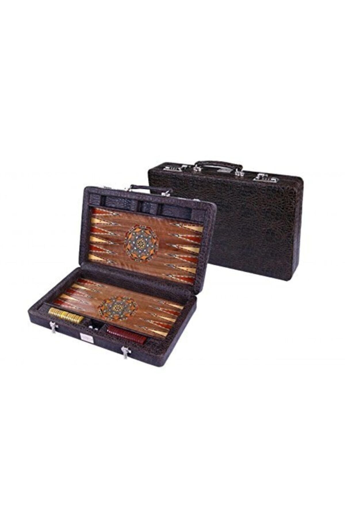 Tavla Elit Orjinal Sedef Tavla Kilitli Deri Tavla