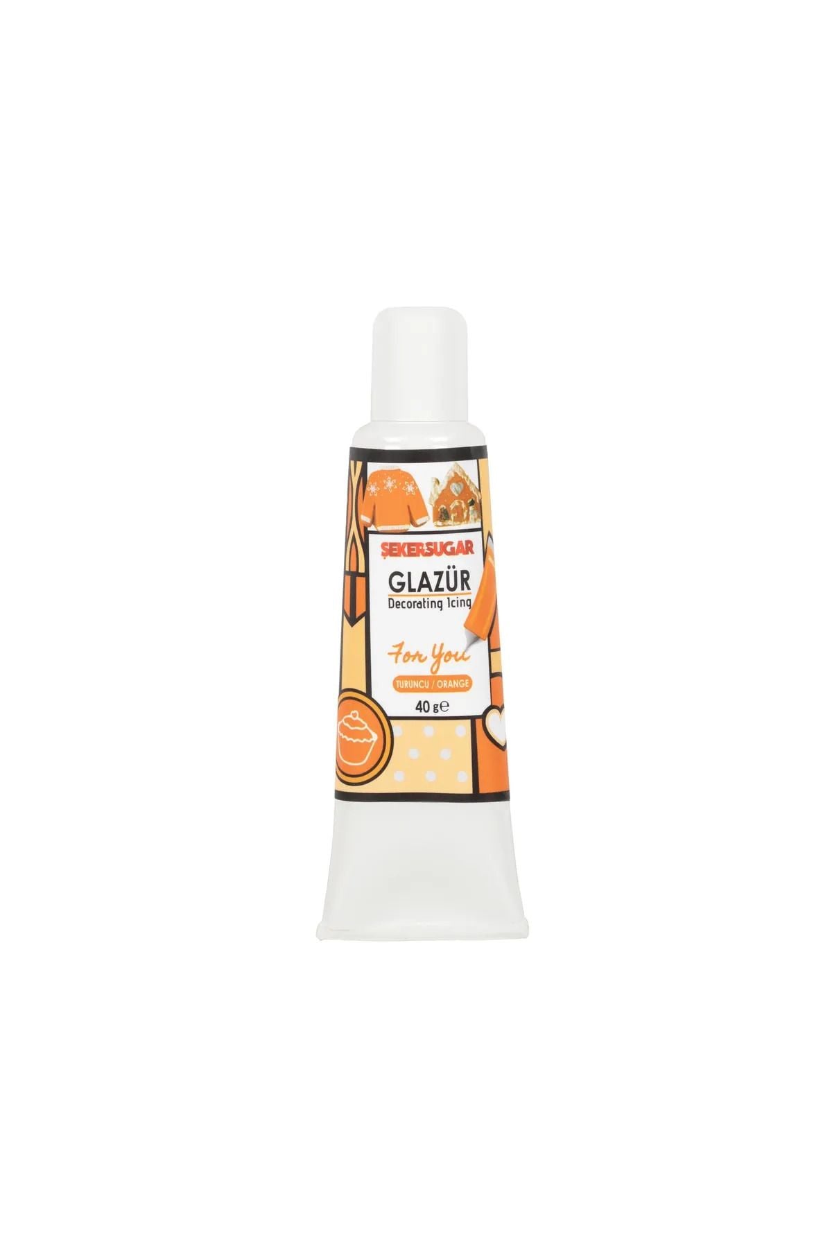 ŞEKER & SUGAR Süsleme Glazürü Turuncu Renk 40 gr