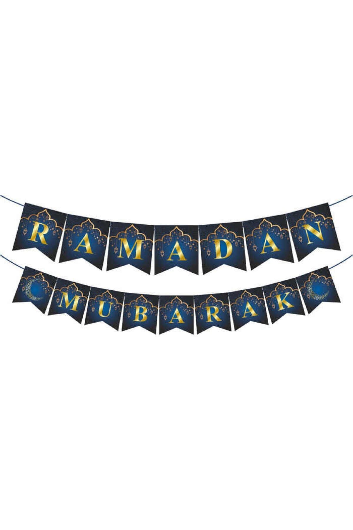 Ramadan Mubarak Yaldızlı Zikzak Banner