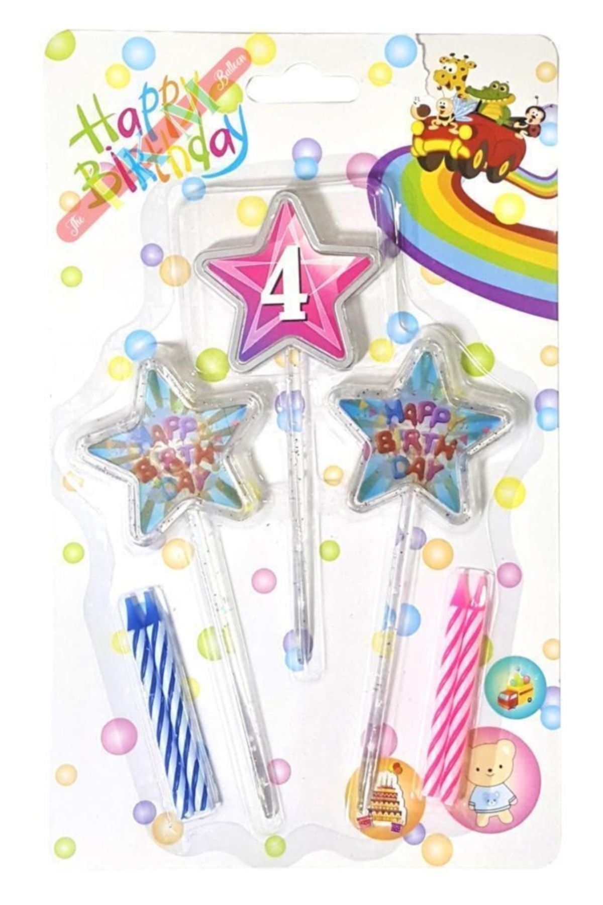 Yıldız Figürlü 3d Tasarımlı Mum Pembe Renk 4 Rakamı 13 Cm (Agamograph Mum)