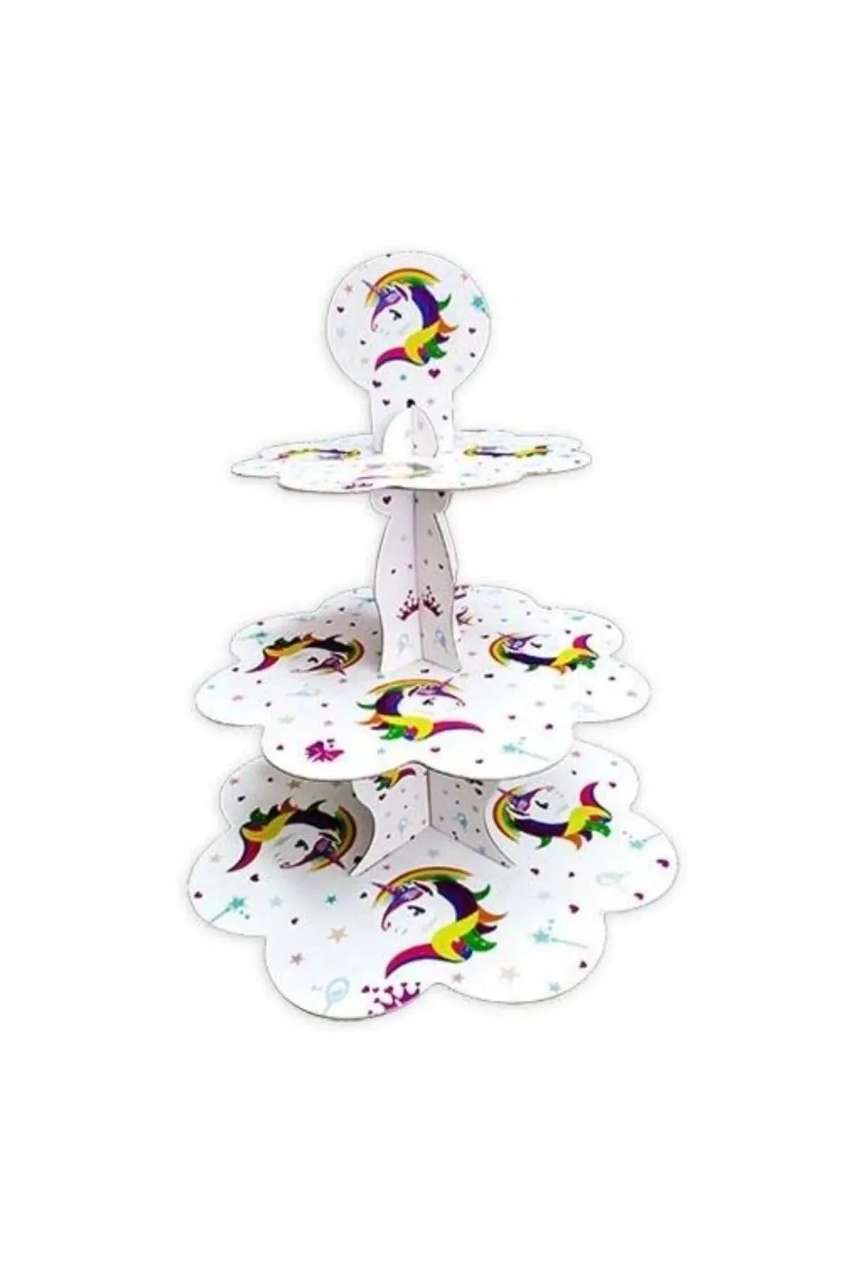 Unicorn Kek Standı Unicorn Karton CupCake Standı 3 Katlı Piramit Kurabiye Kulesi