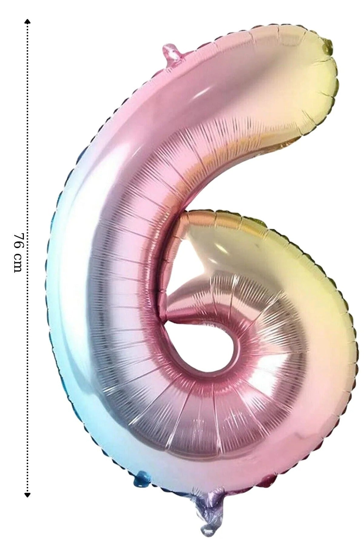 Folyo Balon 6 Rakamı Helyum Balon 100 Cm Gökkuşağı Renk