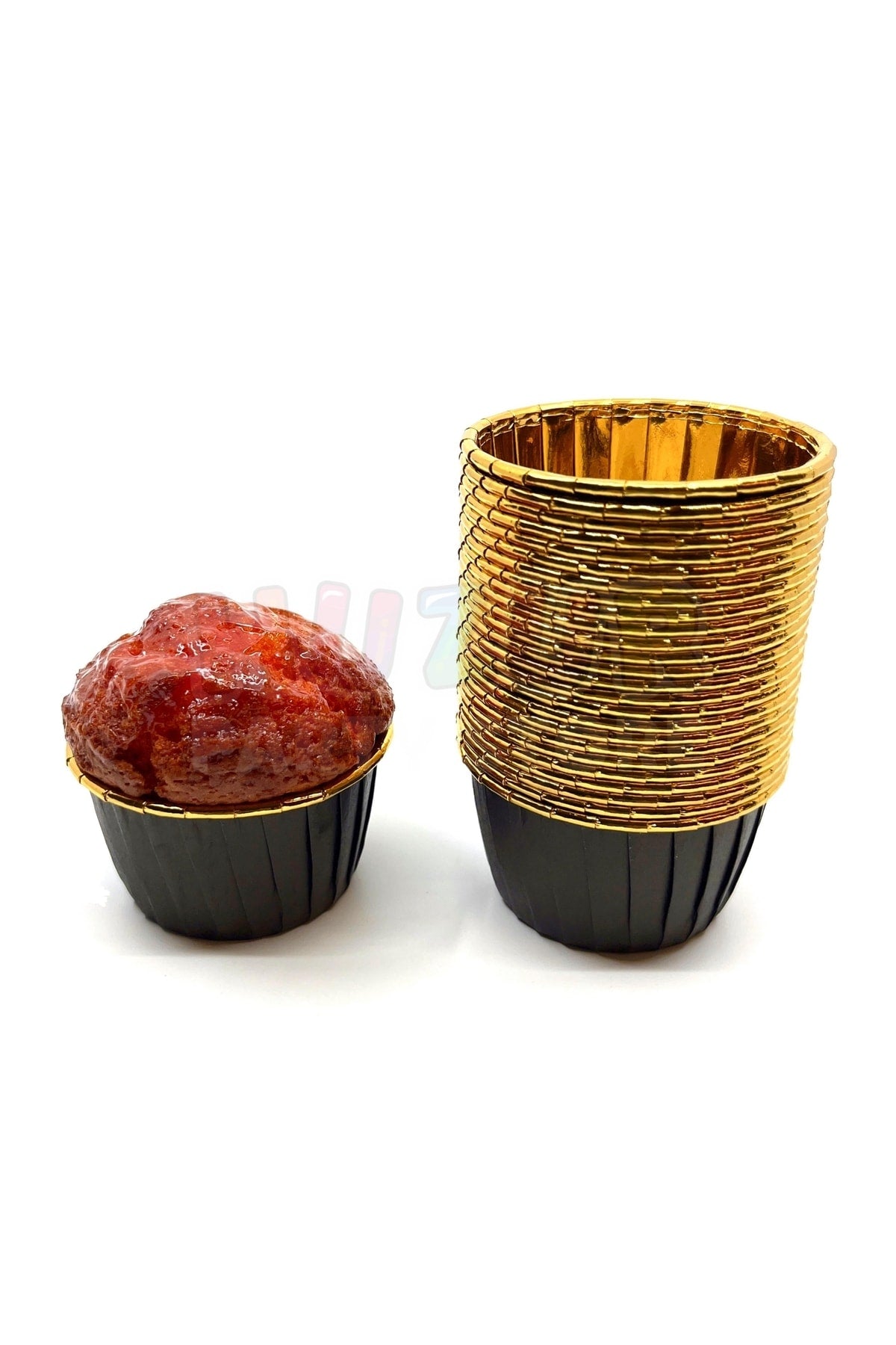 Muffin Cupcake Kalıbı İçi Gold Siyah Renk 25 Adet