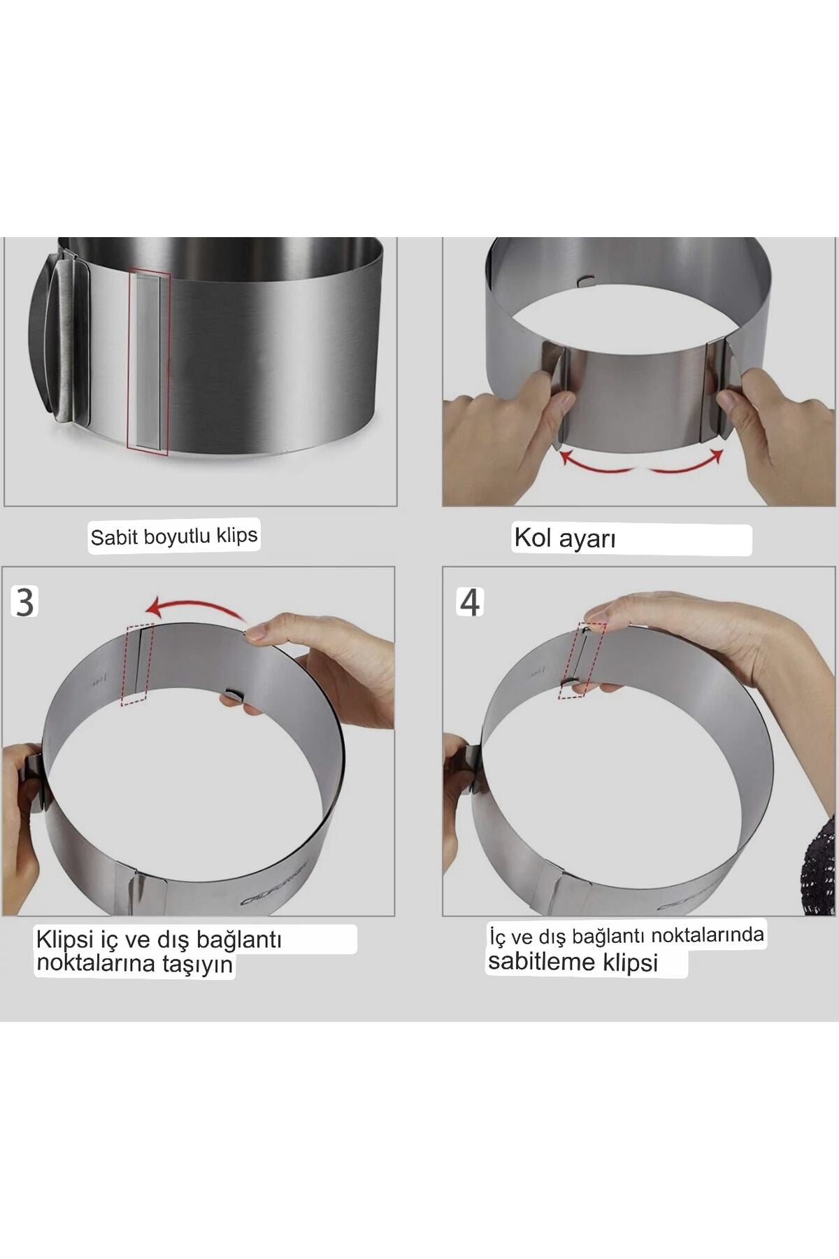 Yuvarlak Ayarlanabilir Pasta Kek Pandispanya Kalıbı Ayarlı Çember