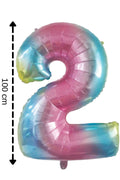 Folyo Balon 2 Rakamı Helyum Balon 100 Cm Gökkuşağı Renk