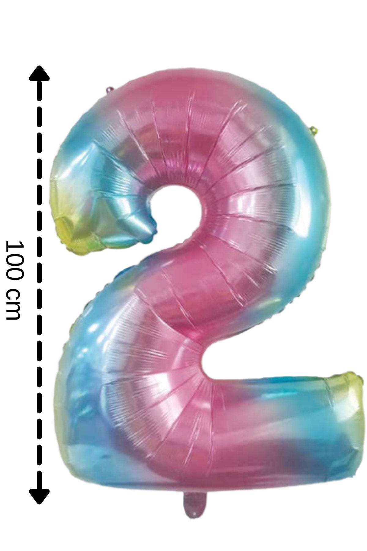 Folyo Balon 2 Rakamı Helyum Balon 100 Cm Gökkuşağı Renk