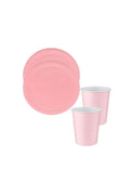 Pembe Karton Tabak Bardak Set