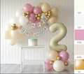 2 Yaş Krem Toz Pembe Doğum Günü Balon Zinciri
