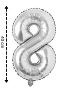 Folyo Balon 8 Rakamı Helyum Balon 40 Cm Gümüş Renk
