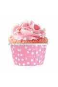Muffin Cupcake Kek Kalıbı Kapsülü Pembe Renk Beyaz Puantiyeli Özel Pet Kapsül 20'li