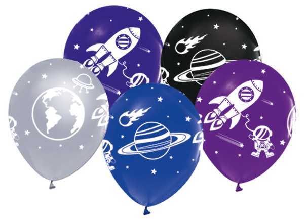 Kozmik Galaksi Baskılı Balon 10 Adet 30 Cm Uzay Mekiği Astronot Galaksi Gezegen Temalı