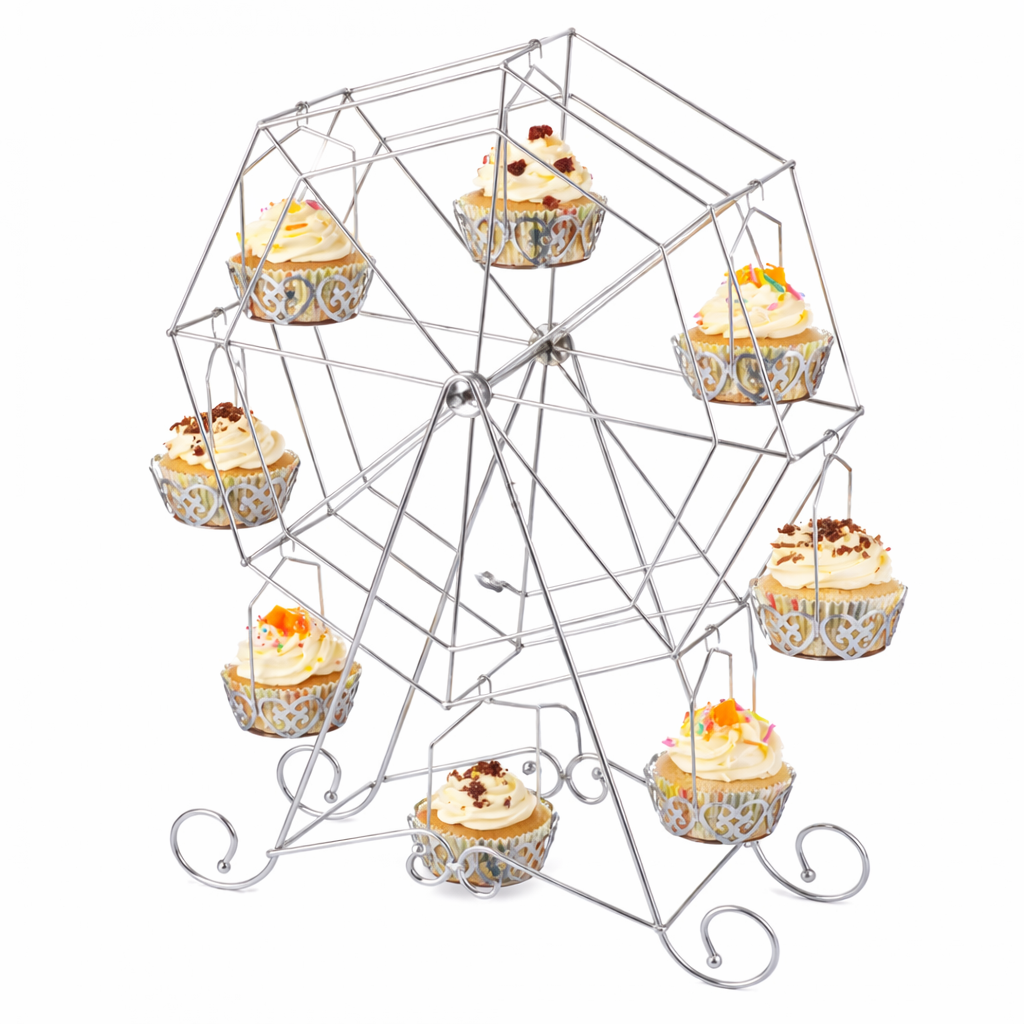 Metal Cupcake Standı Dönme Dolap Kalpli – Cupcake ve Kek Sunum Standı
