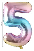 Folyo Balon 5 Rakamı Helyum 76 Cm Balon Gökkuşağı