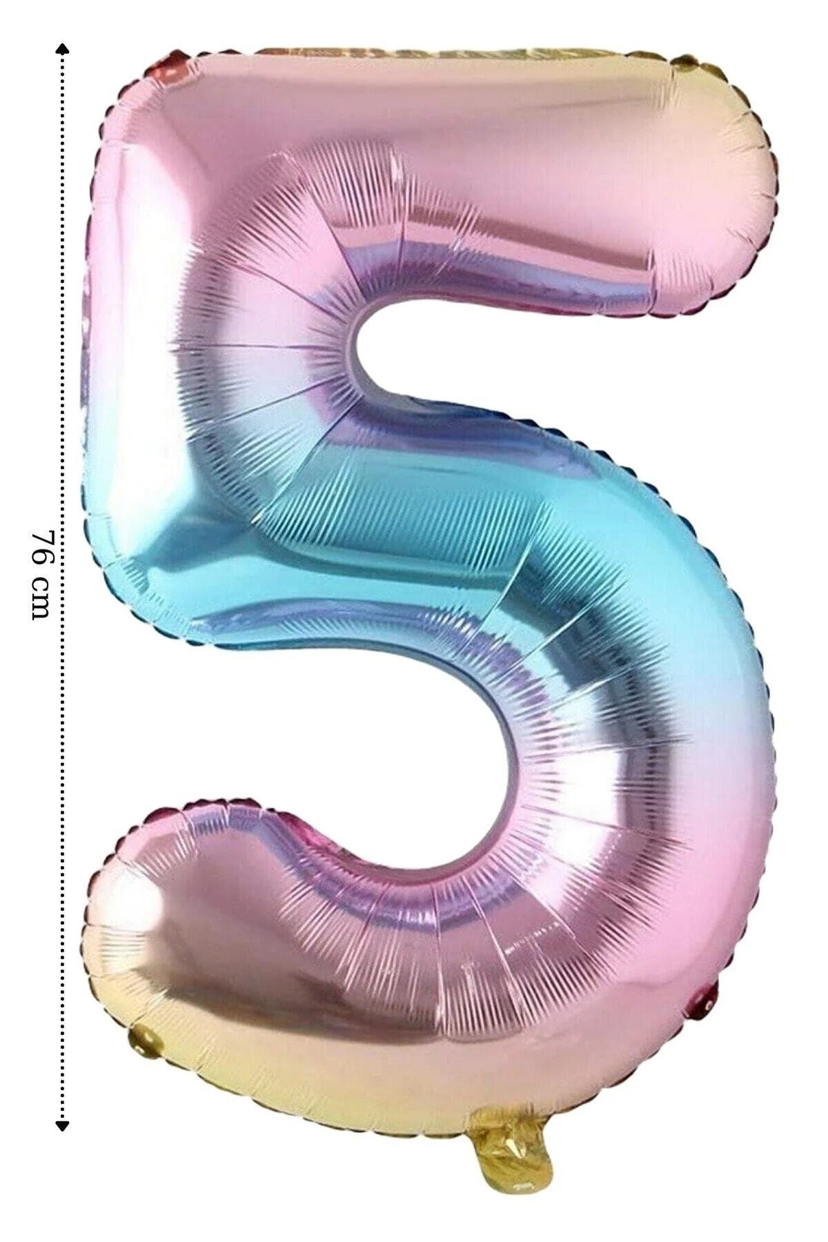 Folyo Balon 5 Rakamı Helyum 76 Cm Balon Gökkuşağı