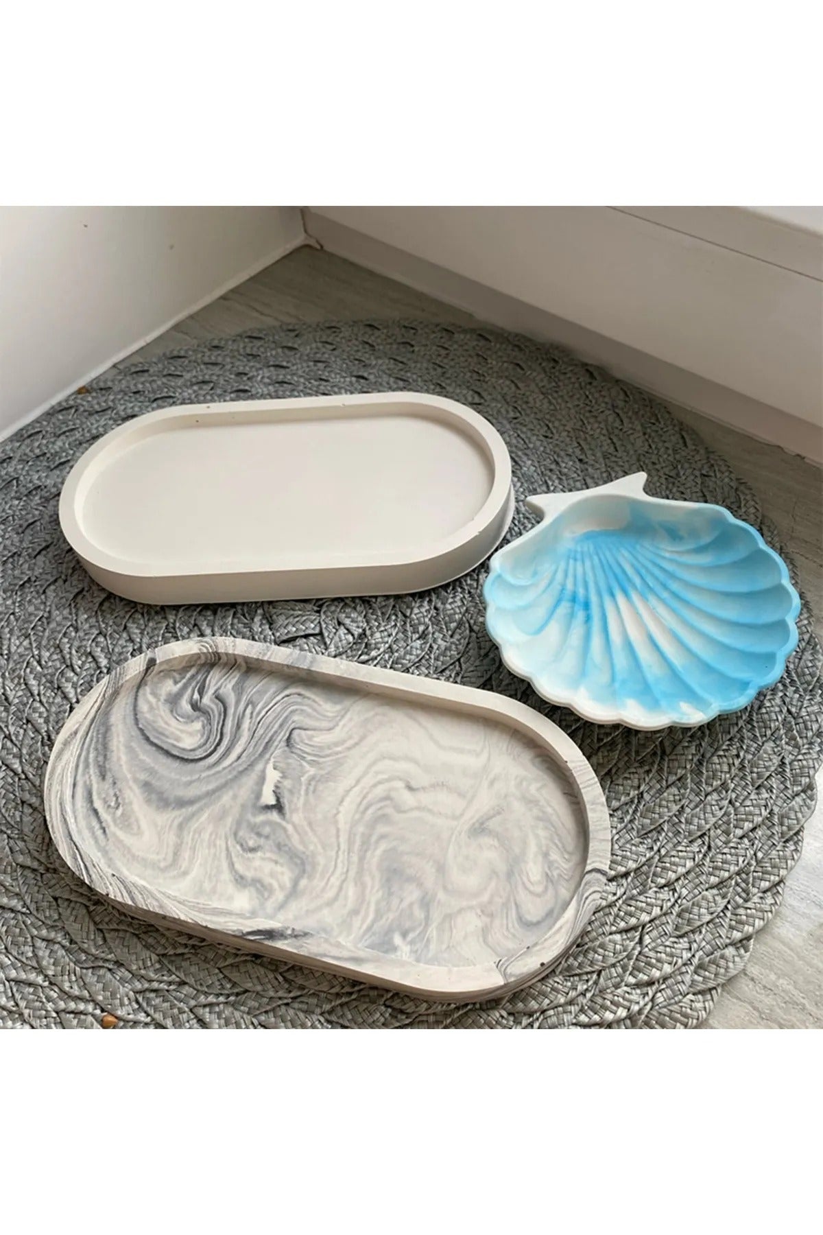 Epoksi Beton Oval Tabak Sunumluk Silikon Kalıbı Büyük Boy