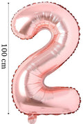 Folyo Balon 2 Rakamı Helyum Balon 100 Cm Rose Renk