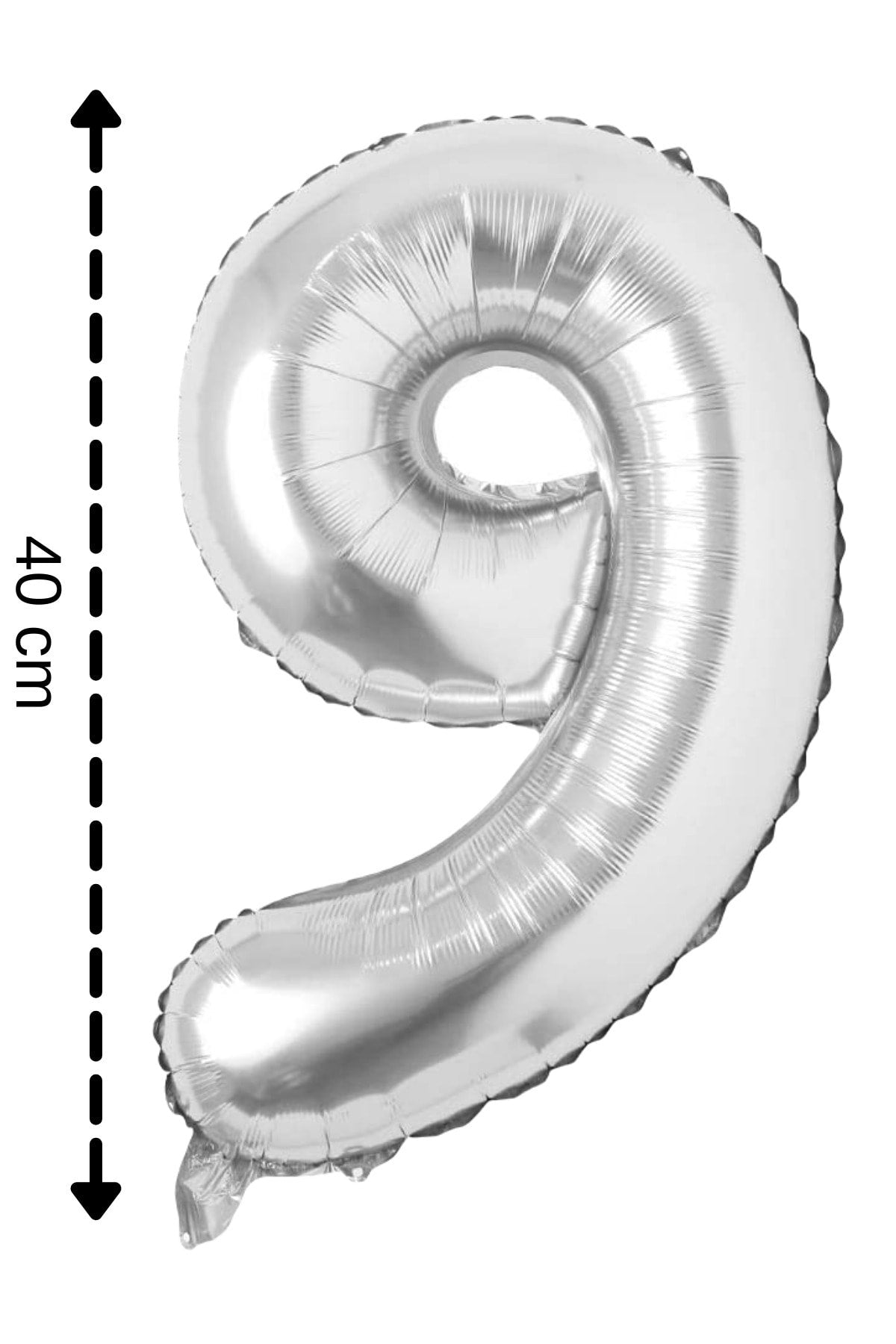 Folyo Balon 9 Rakamı Helyum Balon 40 Cm Gümüş Renk