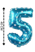 Folyo Balon 5 Rakamı Helyum Balon 40 Cm Mavi Renk