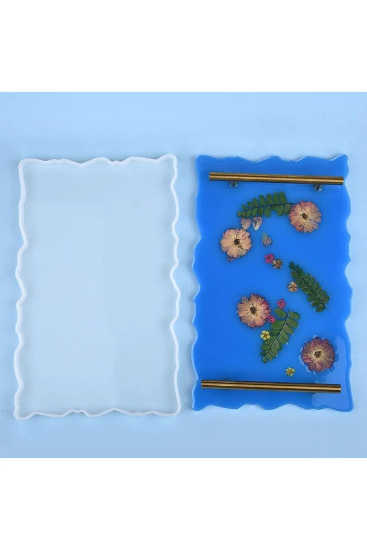Epoksi Dikdörtgen Dalgalı Tepsi Silikon Kalıbı (19.5X32 cm)