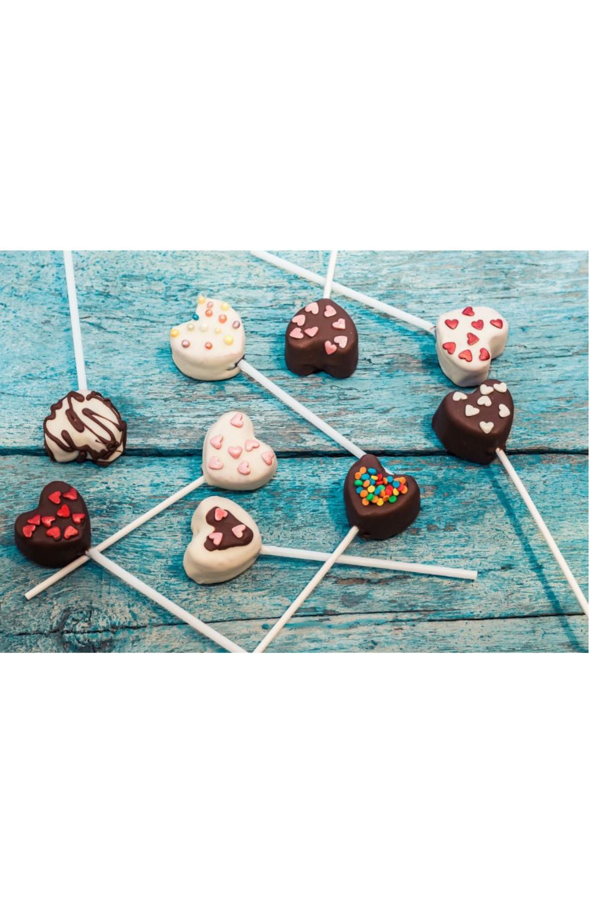 Kalp Lolipop Kek Yapım Seti 101li Cake Pops Kalıbı Lolipop Pembe Çubuk Çubuğu