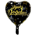 Siyah İyi ki Doğdun Kalp Folyo Balon 18 inc