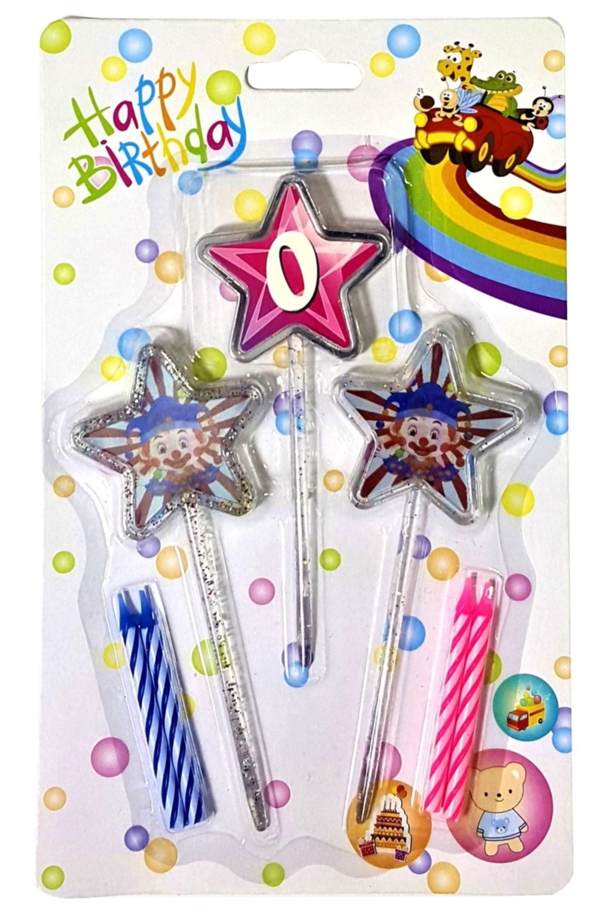 Yıldız Figürlü 3d Tasarımlı Mum Pembe Renk 0 Rakamı 13 Cm (Agamograph Mum)