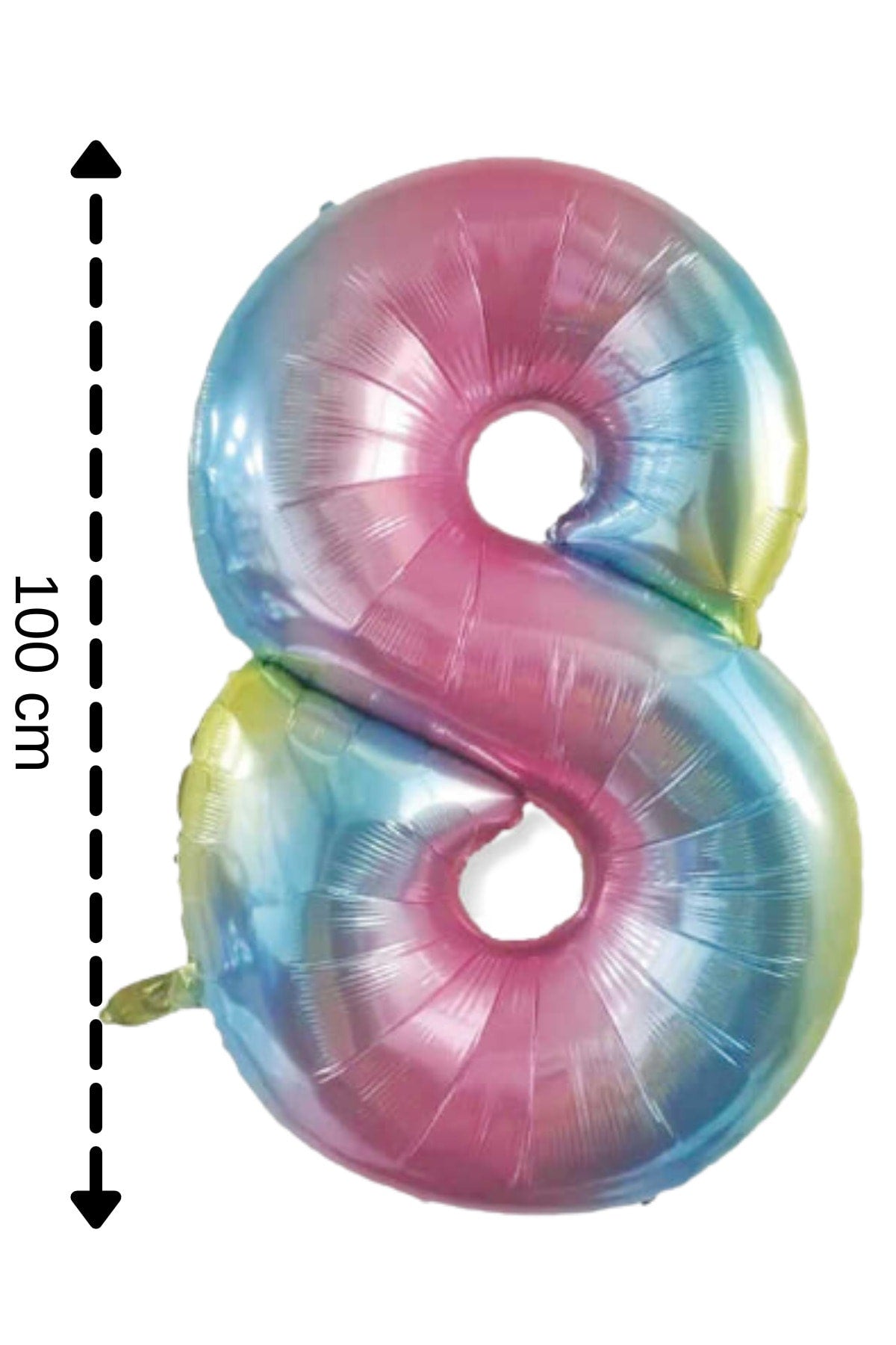 Folyo Balon 8 Rakamı Helyum Balon 100 Cm Gökkuşağı Renk