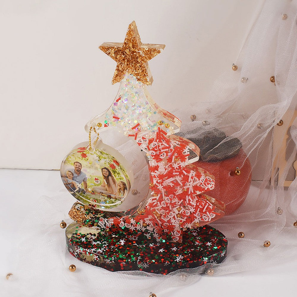 Epoksi Reçine Silikon Yılbaşı Noel Çam Ağacı Desen Fotoğraf Çerçevesi Dekoratif Resimlik Kalıbı