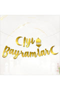 İyi Bayramlar Yazılı Kaligrafi Banner Gold