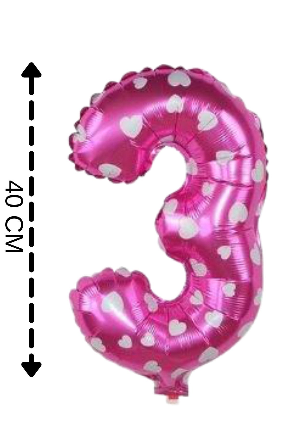 Folyo Balon 3 Rakamı Helyum Balon 40 Cm Pembe Renk