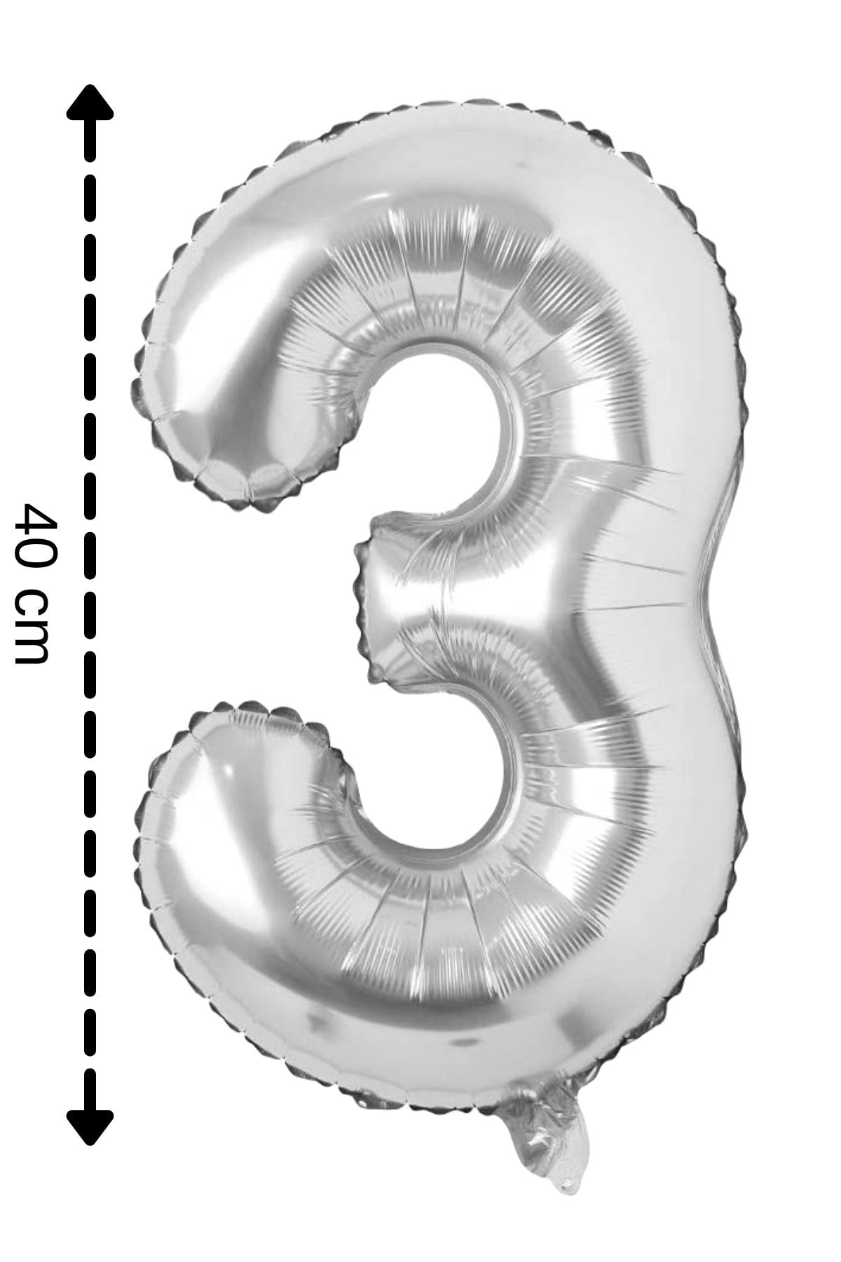 Folyo Balon 3 Rakamı Helyum Balon 40 Cm Gümüş Renk