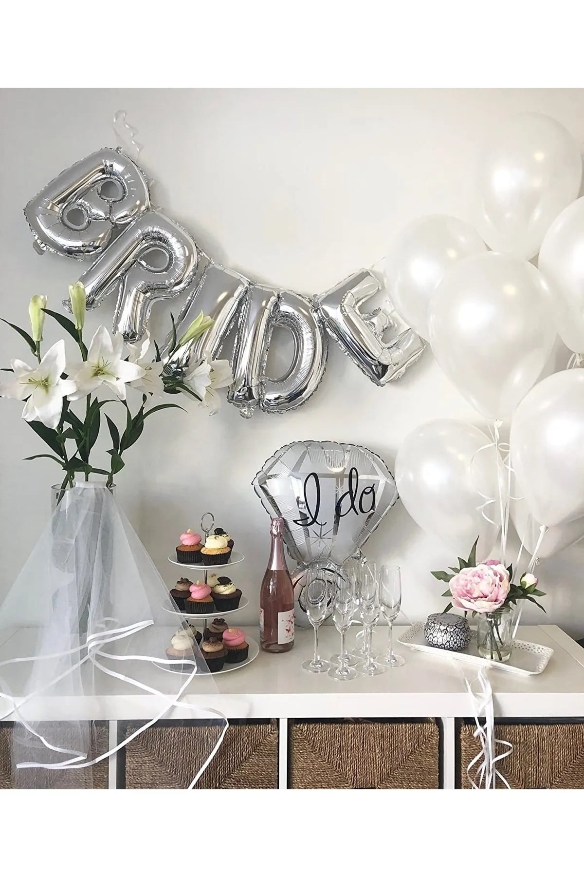 Bride Yazılı Folyo Balon Gümüş Renk 40 cm