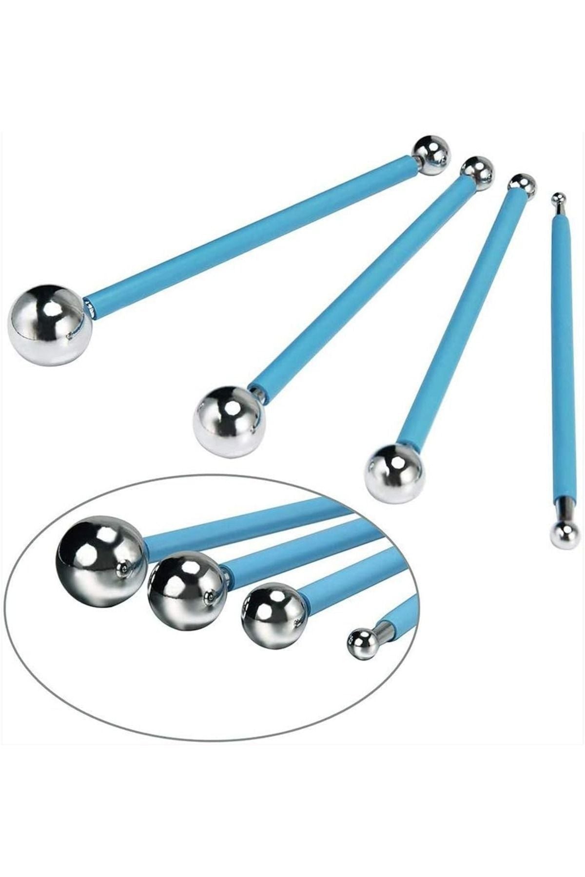 Marzipan Seti Metal 4lü Şeker Hamuru Şekillendirme Göz Modelleme Pasta Figür Çiçek Yapma Seti