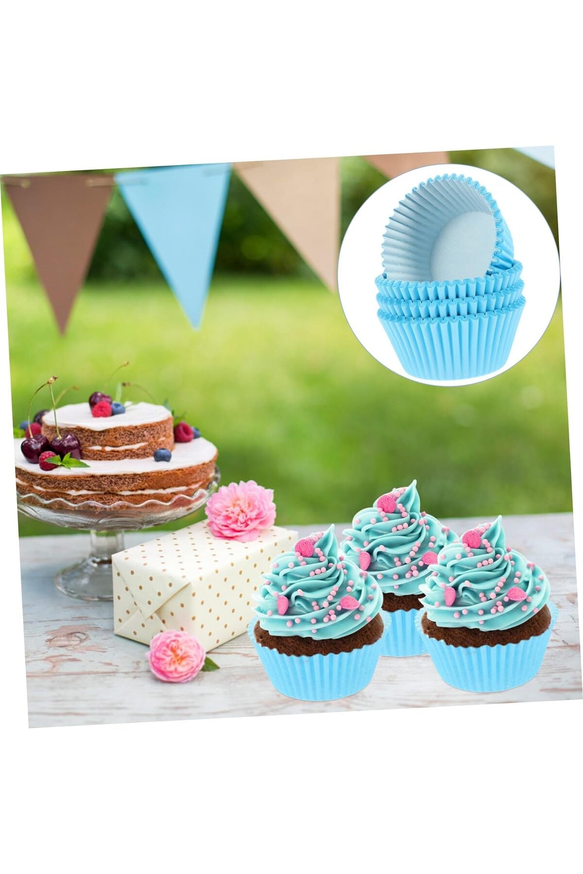 Tinky Winky Muffin Cupcake Kek Kalıbı Kapsülü Özel Pet Kapsül 25 Adet Mavi Renk