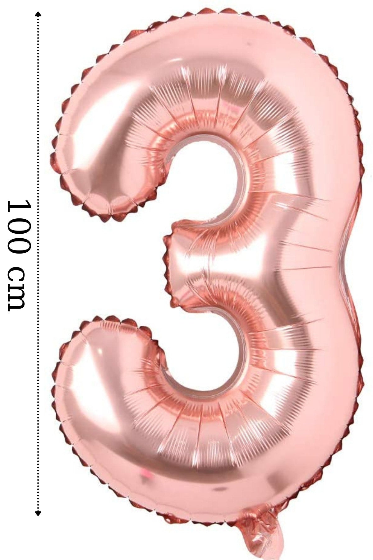 Folyo Balon 3 Rakamı Helyum Balon 100 Cm Rose Renk