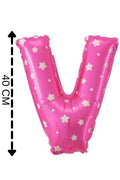 Folyo Balon V Harfi Helyum Balon 40 Cm Pembe Renk