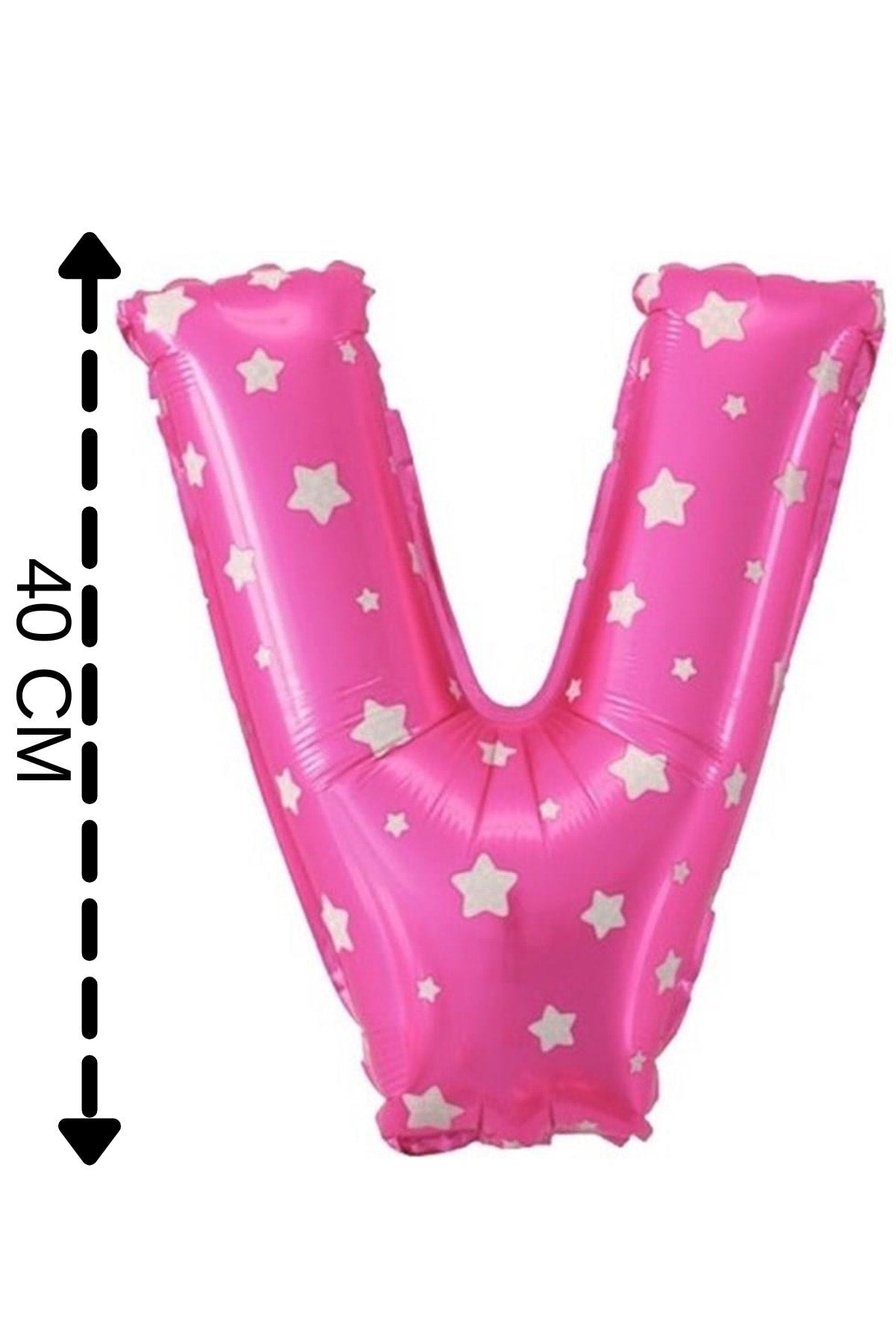 Folyo Balon V Harfi Helyum Balon 40 Cm Pembe Renk