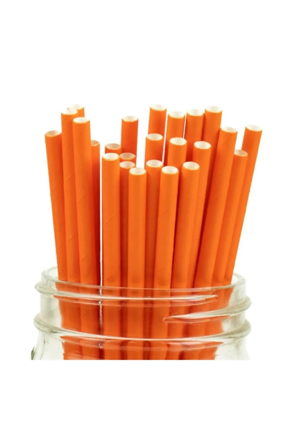 Kağıt Pipet Turuncu Renk 24 Adet