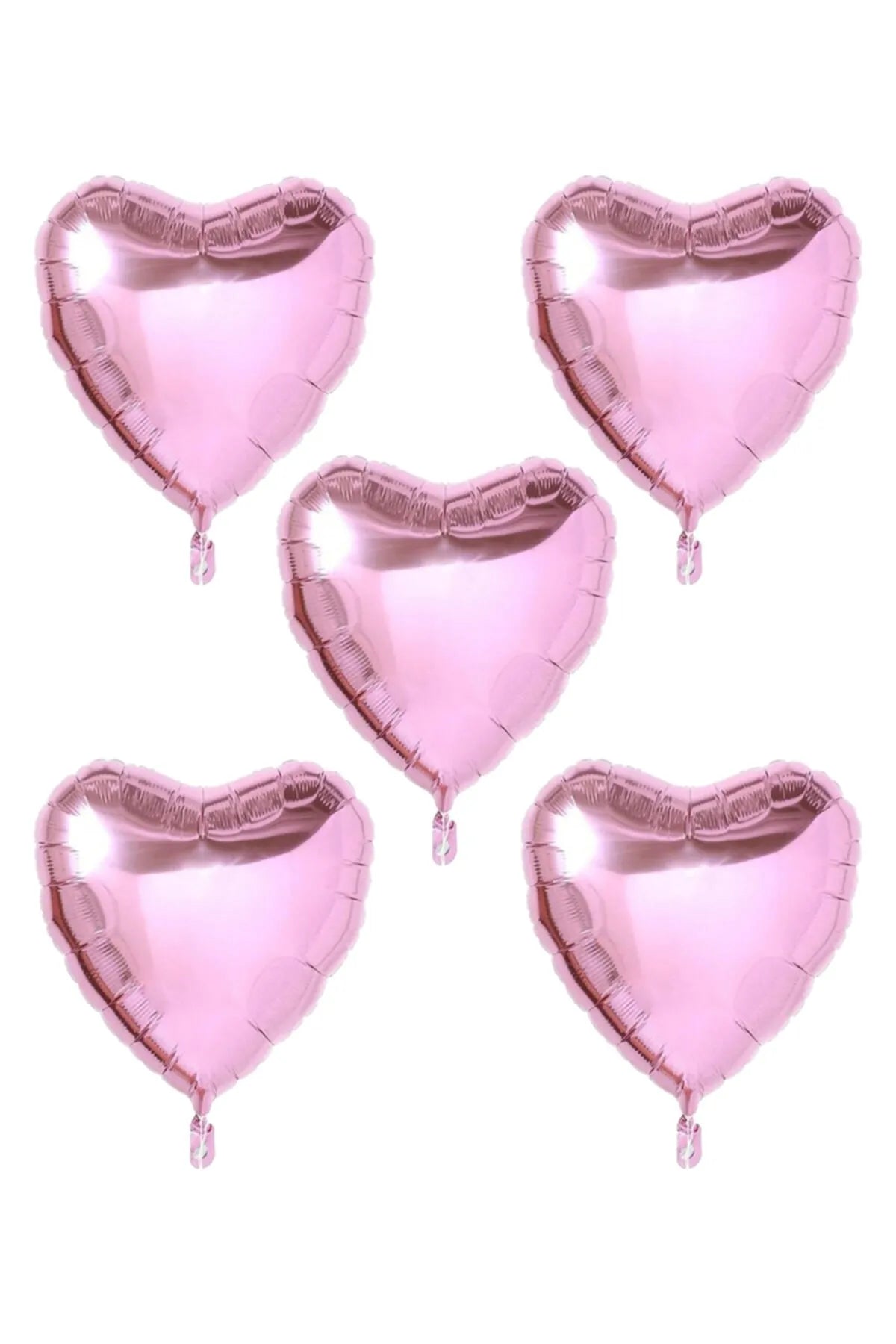 Pembe ve Rose Gold Kalp Folyo Balon 5 Adet 18 inç 45 cm Doğum Günü Balon Seti