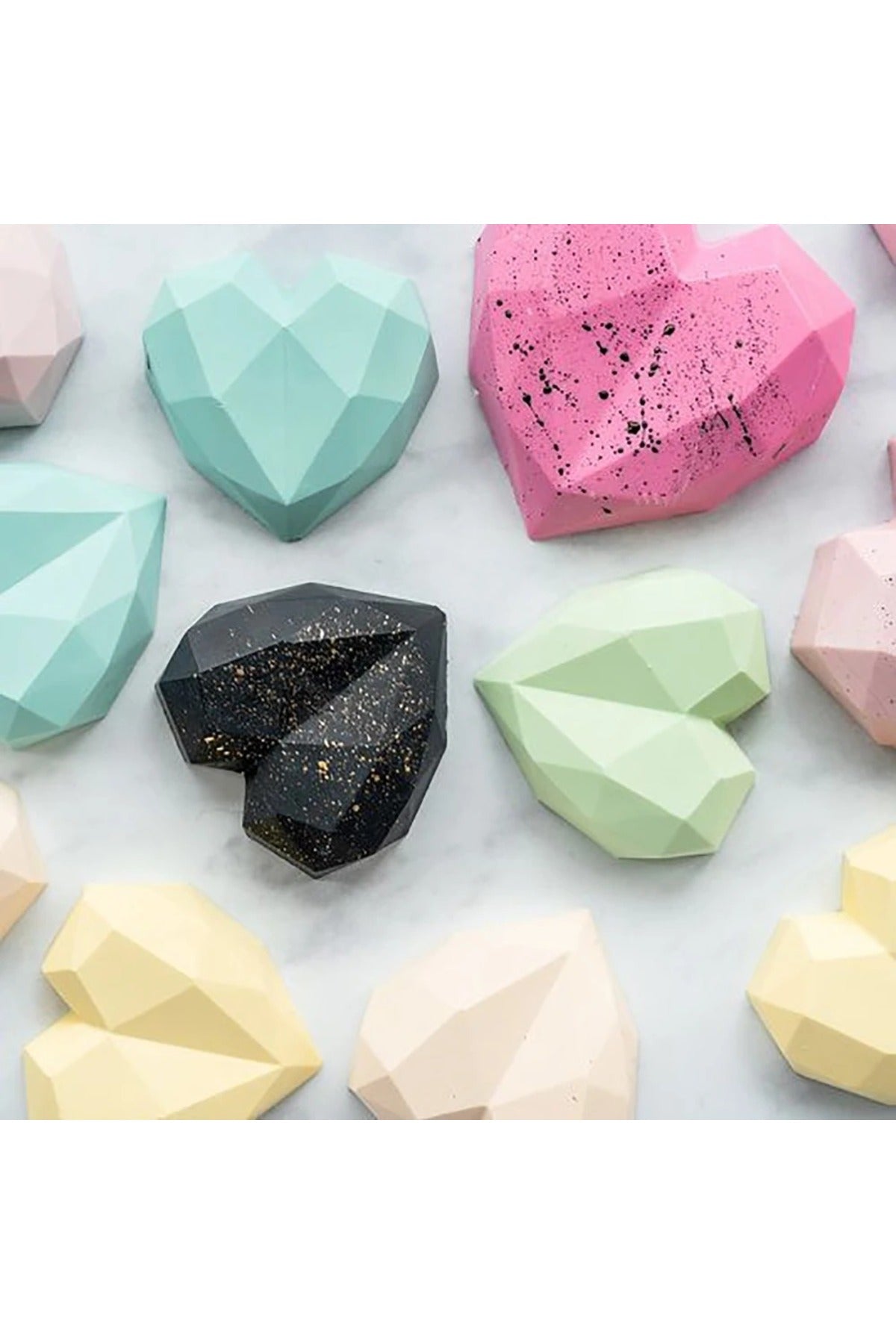 Pinyata Büyük Kristal Kalp Şekilli Pasta Silikon Kalıp