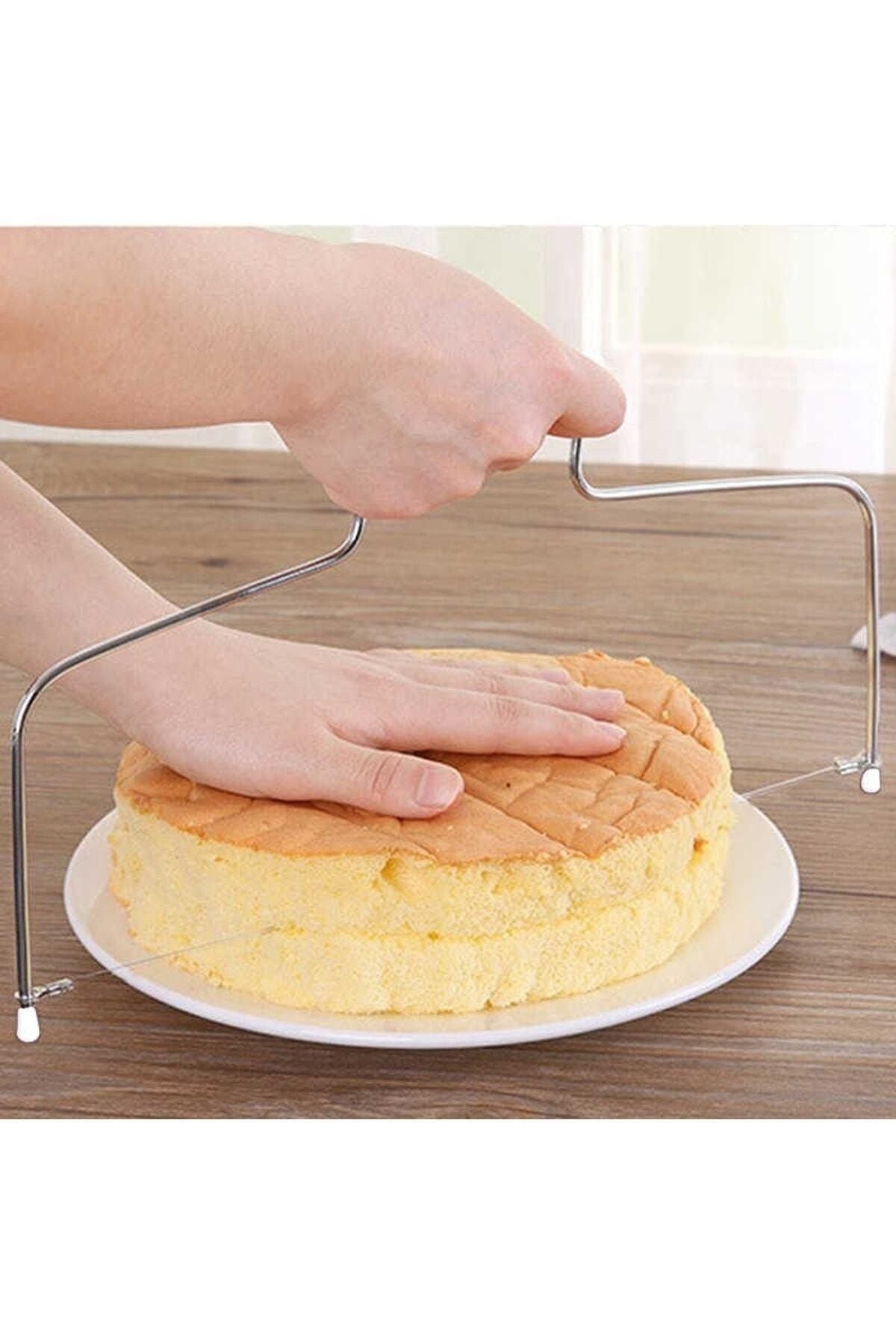 Ayarlanabilir Ayarlı Yuvarlak Ve Kare 9 Cm Ekmek Kek Pasta Pandispanya Kesme Teli 3'lü Set