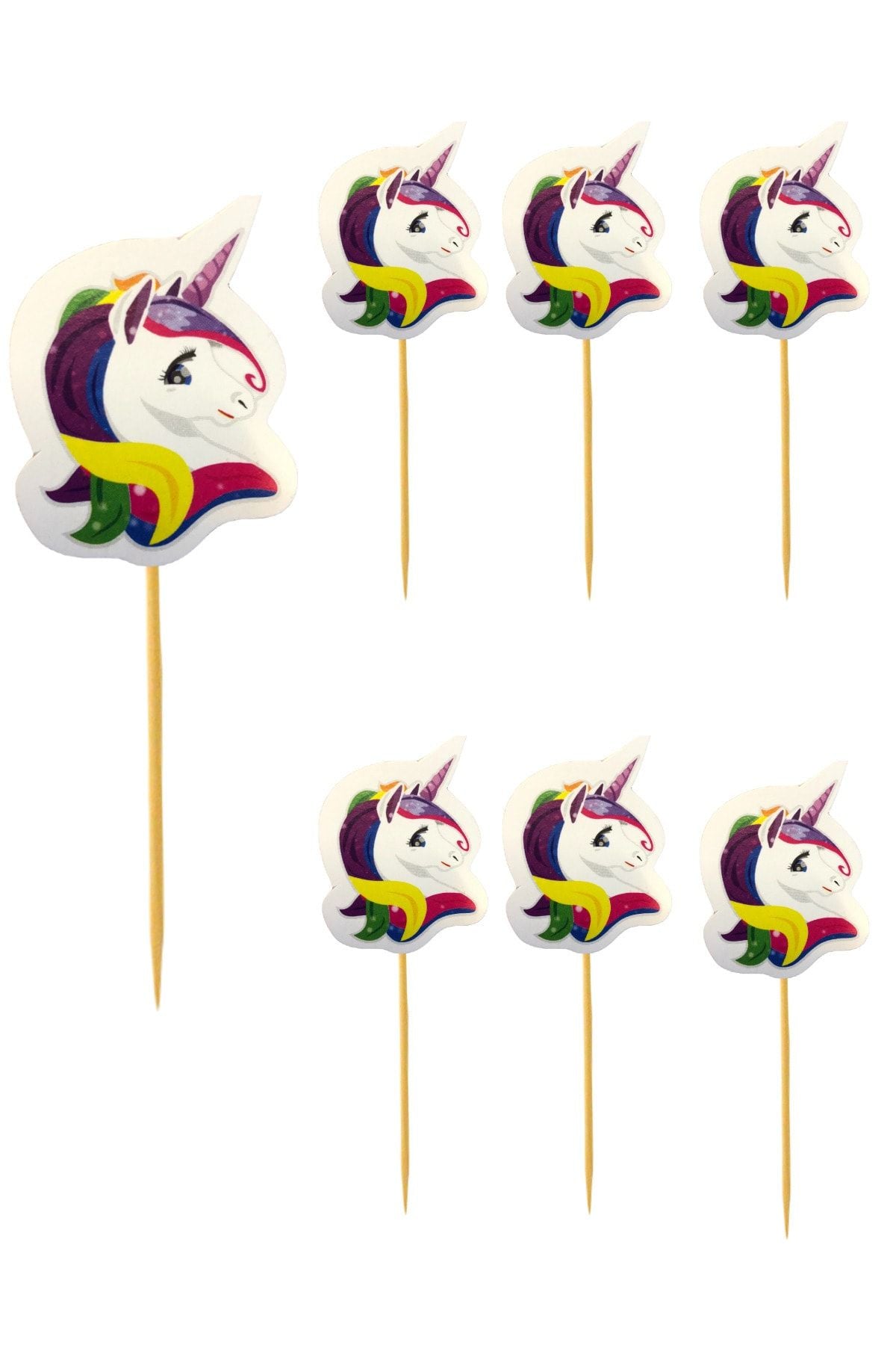 Unicorn Karakterli Kürdan 10 Adet 9 cm Cupcuke Muffin Kürdan