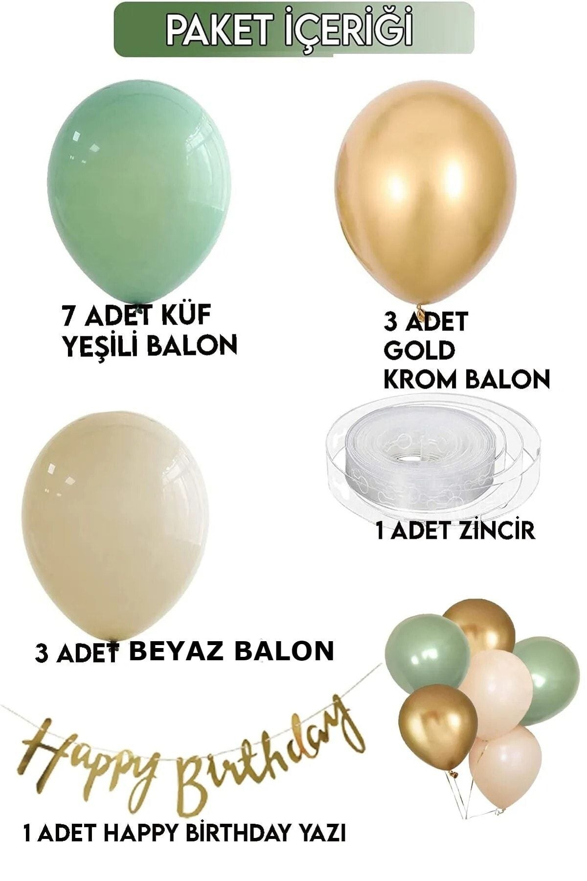 Pastel Happy Birthday Banner Mini Zincir Balon Seti