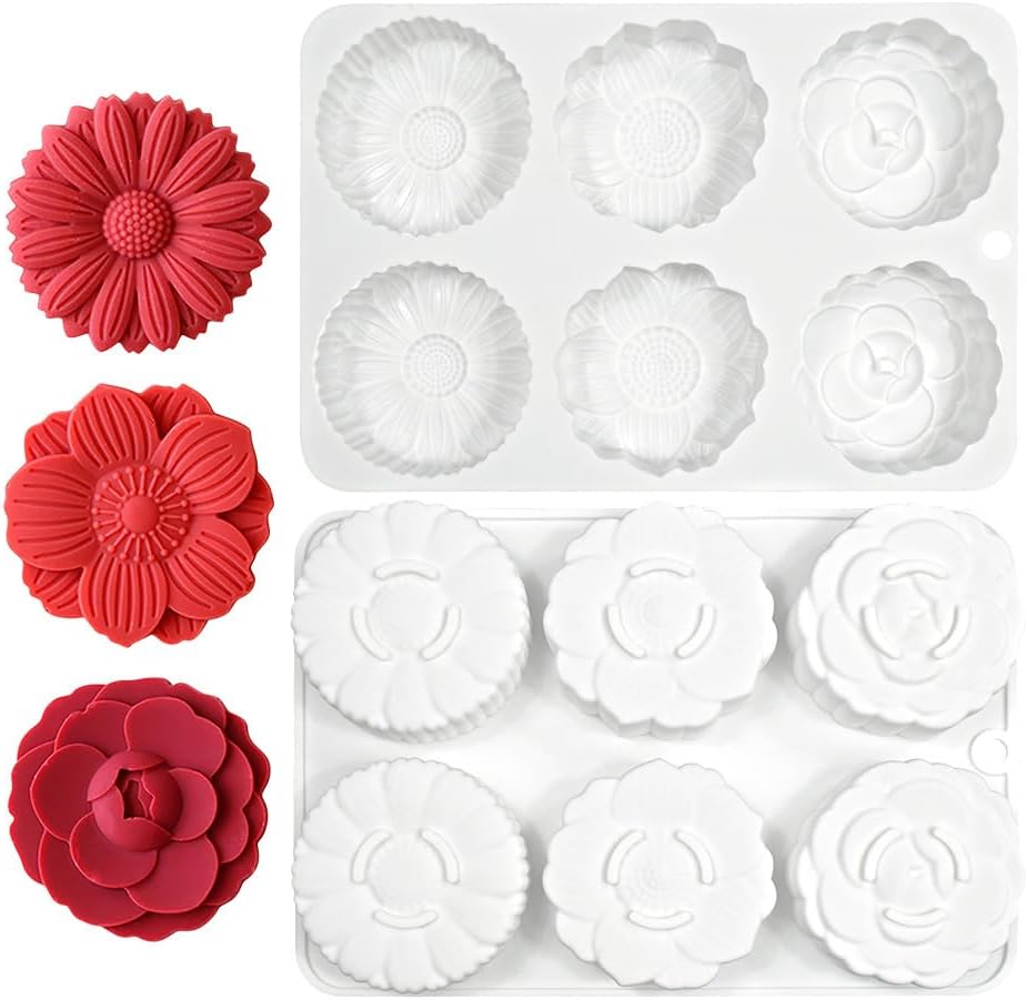 Çiçek Desenli Mooncake Kek Silikon Çikolata Sabun Kek Kalıbı